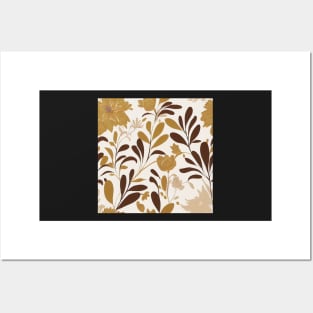 Brown and Cream Ivory Floral Classic Vintage Design Posters and Art